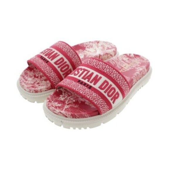 Christian Dior Dway Red Logo Toile De Jouy Platform Slide Mule Flat Sandal - Picture 1 of 1